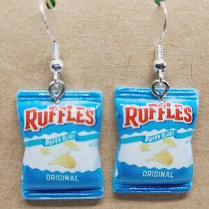 Handmade Potato Chip‎ Snack Bag Dangle Drop Earrings Women's NWOT Fun Quirky